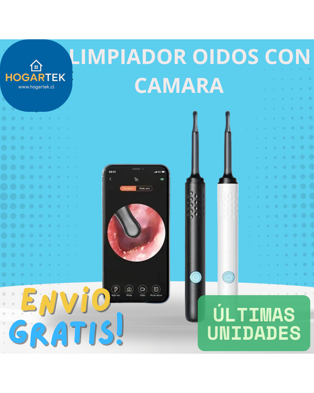 Dispositivo de Limpieza Auditiva - Cámara Integrada - Visualiza y elimina la cera en segundos.