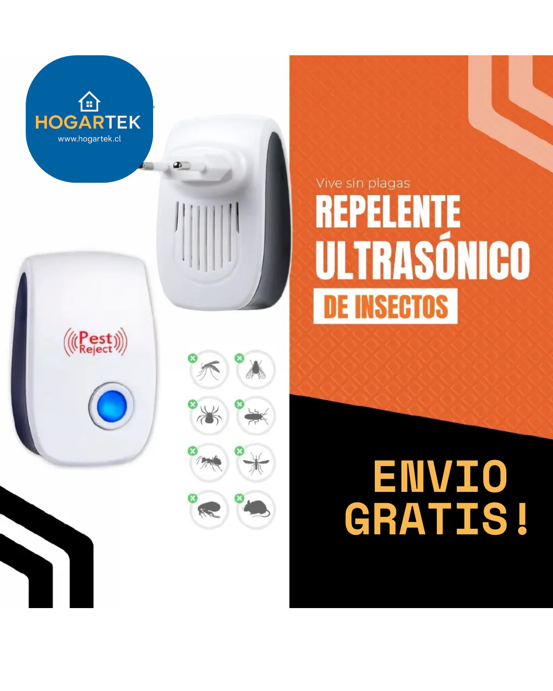 Dispositivo antiinsectos sin químicos - Emite ultrasonido seguro - Dormir sin picaduras desde la primera noche