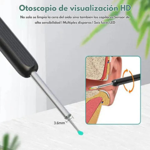 Dispositivo de Limpieza Auditiva - Cámara Integrada - Visualiza y elimina la cera en segundos.