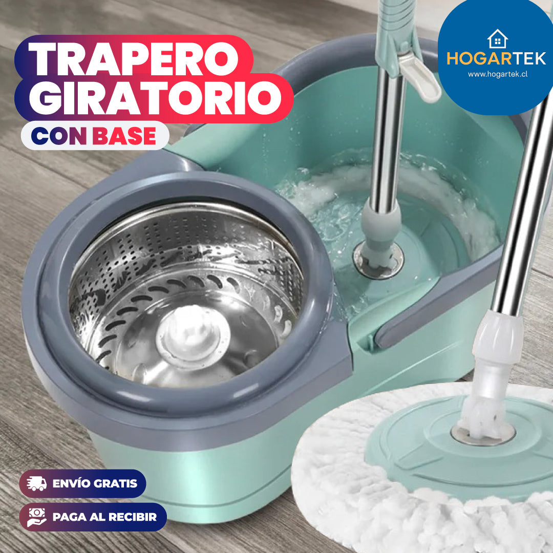 Trapeador 360 ErgoPro - Evita agacharte y cuida tu espalda - Limpia tu sala en minutos con menos esfuerzo