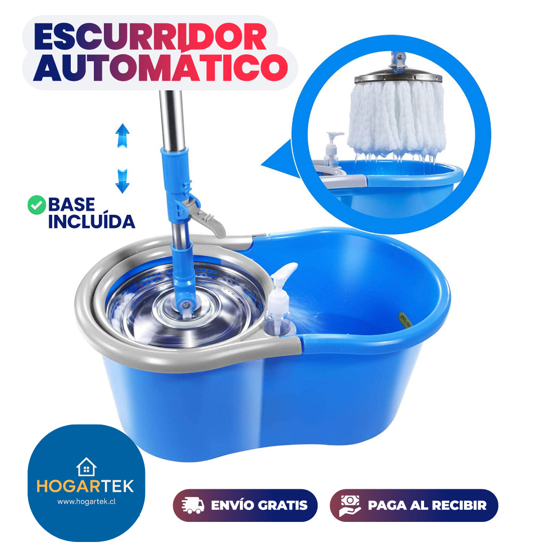 Trapeador 360 ErgoPro - Evita agacharte y cuida tu espalda - Limpia tu sala en minutos con menos esfuerzo