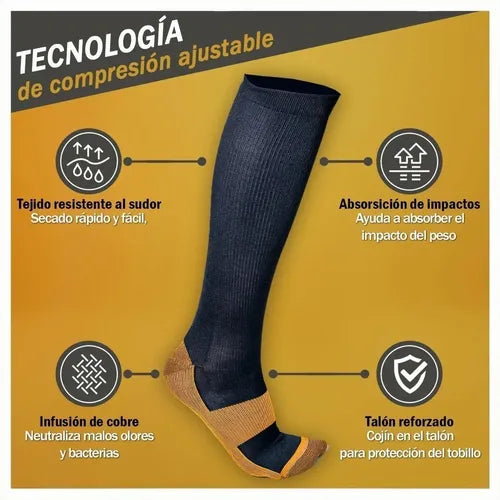 Calcetines Terapéuticos - Comprimen con Tecnología de Cobre - Pies sin dolor después de 12 horas de estar de pie