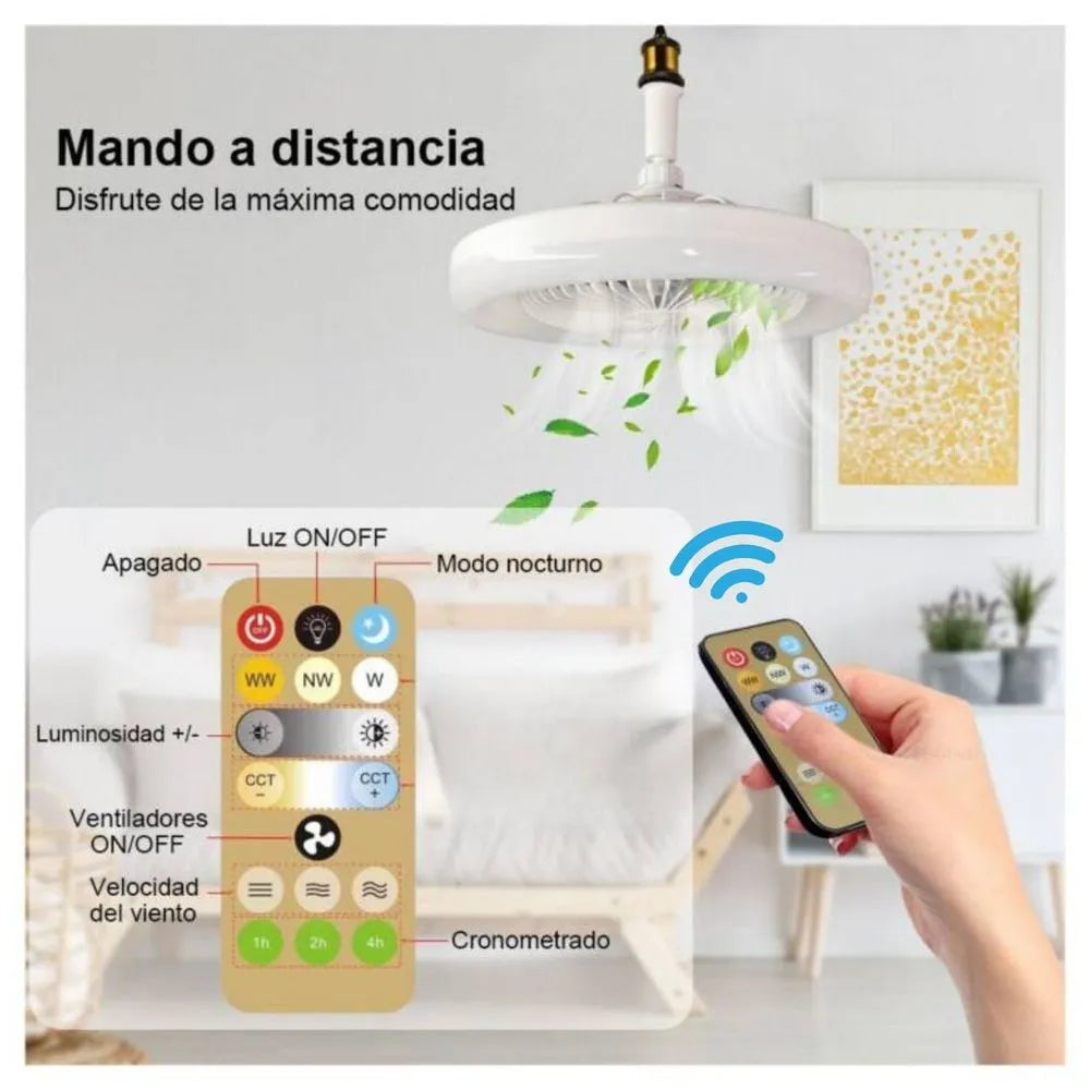 Ventilador de techo con luz - Iluminación regulable y control remoto - Luz y frescor perfectos al instante.